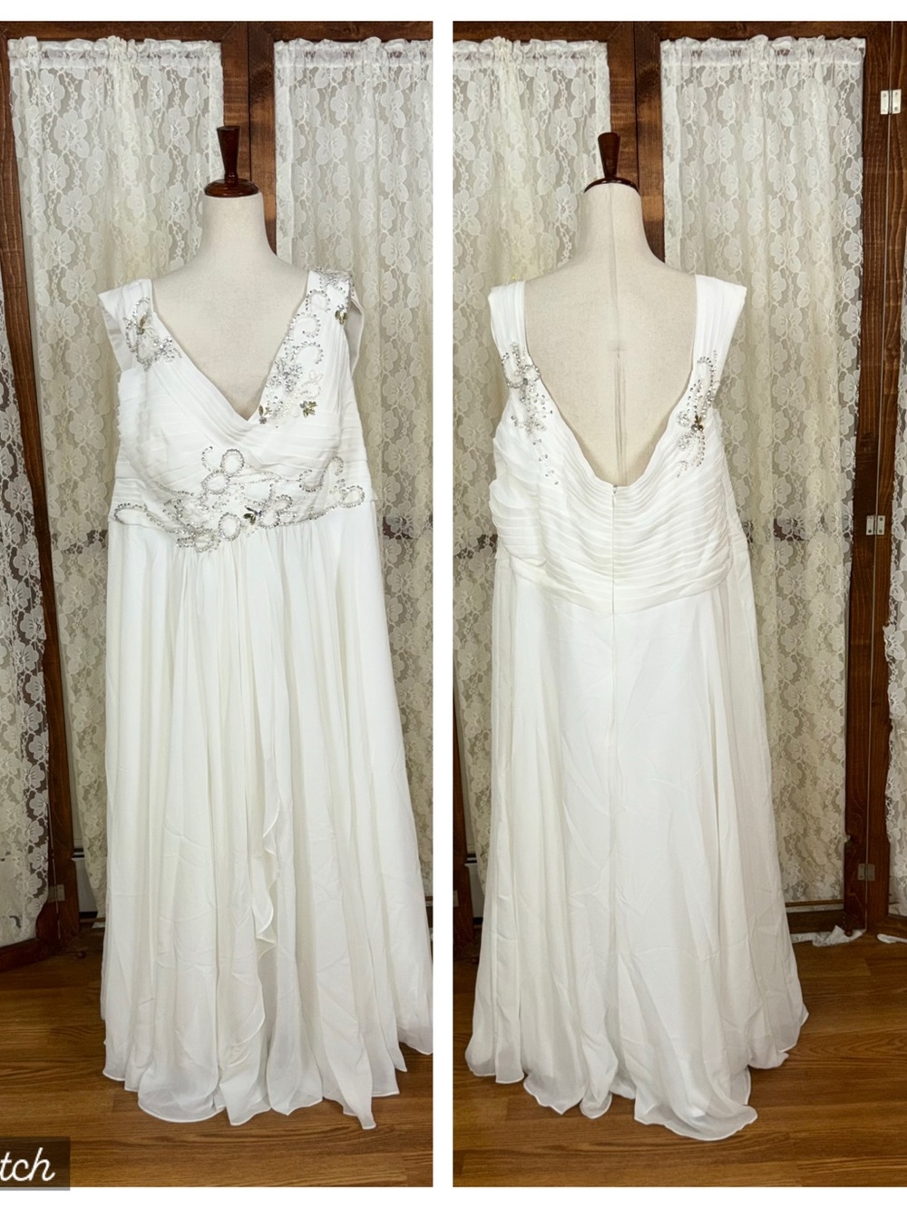 Pretty Cocomelody White Chiffon Wedding Gown